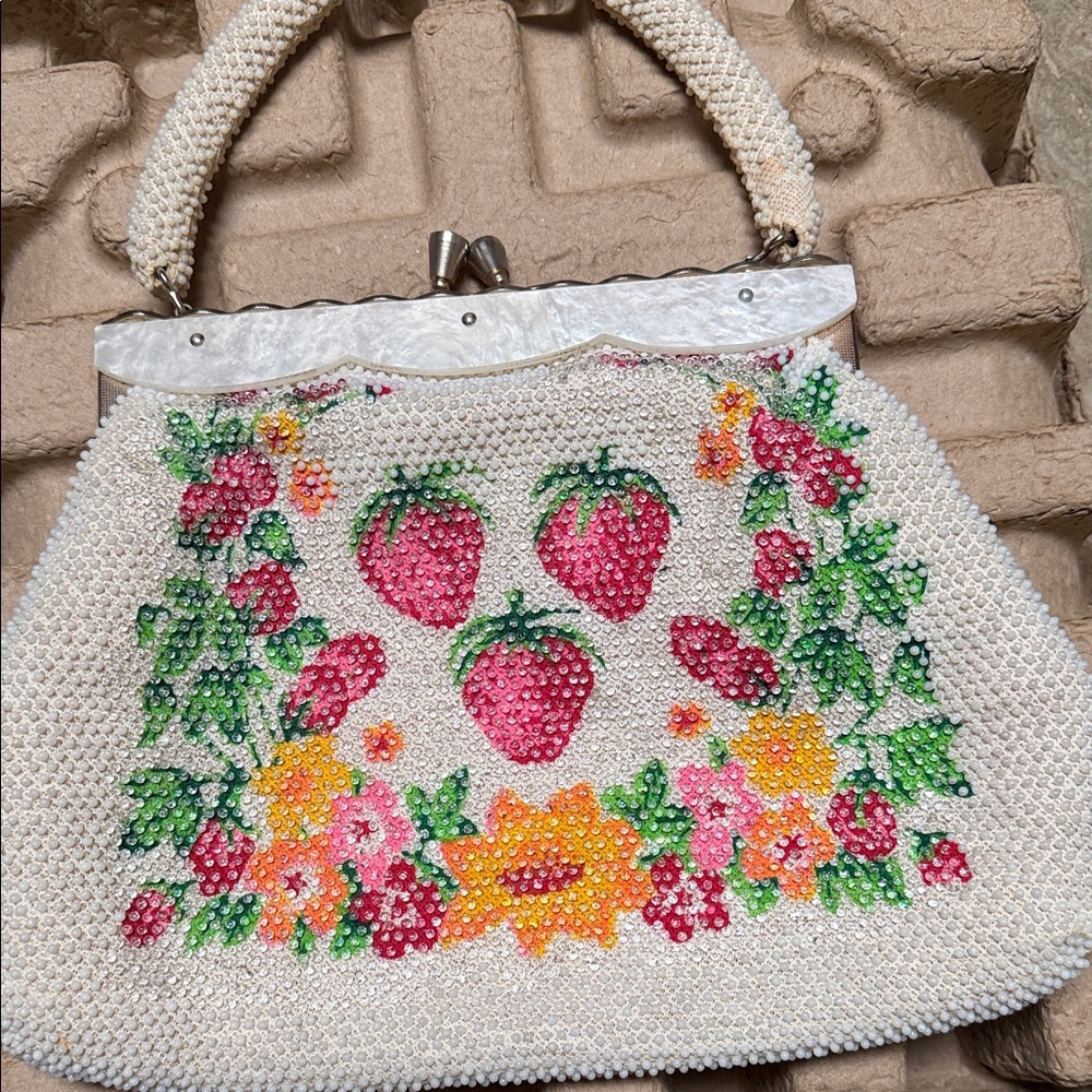 Embellished Wristlet Clutch Strawberry motif